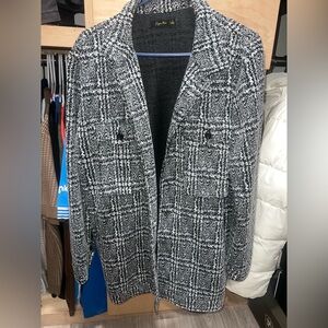 Gray and Black Plaid Coat